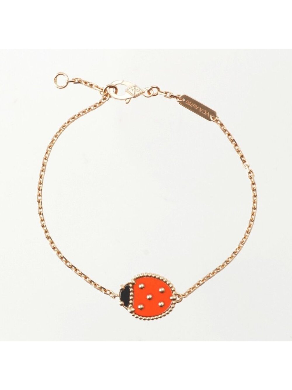 Van Cleef & Arpels Onyx Carnellian Lucky Spring Ladybug Bracelet Yellow Gold YG
